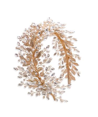 ZHENM Rhinestone Wedding Hair Band Bridal Headband - Golden | Wedding Hair Accessories for Brides - Buy Online on GoSupps.com