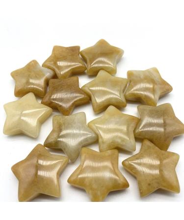 Natural Crystal Rough Specimen Natural Yellow Crystals Stone Carved Star Shaped Smooth StoneCrystals Room DecorationStone Crystal