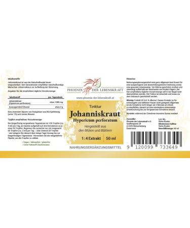 St. John's Wort Tincture 50ml | Premium Vegan Hypericum Perforatum Drops | High-Quality Austrian Extract | Dietary Supplement | 1 Pack - Buy Online on GoSupps.com