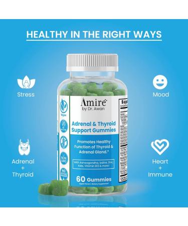 Amire by Dr. Awan Thyroid Support Gummies Promotes Healthy Function of Thyroid Kelp Selenium & Ashwagandha to Improve Energy Immunity Metabolism 180ct 90day Supply 60 Count (Pack of 3) - Buy Online on GoSupps.com