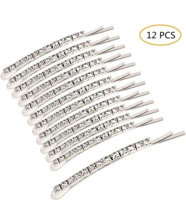 12 Pieces Rhinestone Bobby Pins Silver Metal Hair Clips Crystal Hair Pin Decorations for Lady Women Girls - Buy Online on GoSupps.com