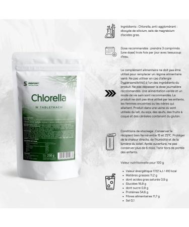 Chlorella 1000 Tablets - 250g - Green Immune Boosting Tablets - Vegan Lactose Free & Gluten Free - Leak Proof Packaging with Zip - 1000 Tablets INSPORT Nutrition - Buy Online on GoSupps.com