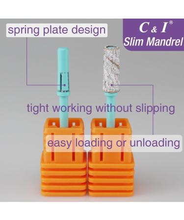 C&I Nail Drill Bit Slim Sanding Bit Slim Mandrel E-File Fit for 0.01 inch Sanding Bands Spring Plate Design Professional Drill Mandrel for Acrylic Nails Gel Manicures Pedicures Tools (Blue) - Buy Online on GoSupps.com