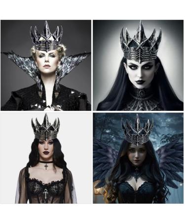 GALPADA Gothic Crowns for Women Men Tiara Queen King Crown Witch Hair Headpiece Headwear Accessories Carnival Costume Prop for New Year Christmas Prom Party Silver - Buy Online on GoSupps.com