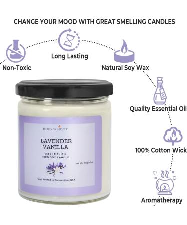 Essential Oil Candle | Lavender Vanilla Aromatherapy | All-Natural Soy | 9 Oz Glass Jar | 40 Hour Burn Time | Perfect Gift for Men & Women - Buy Online on GoSupps.com