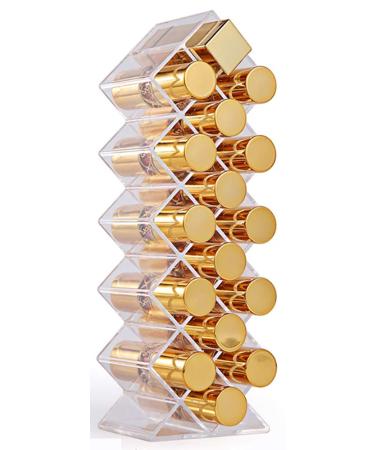 1-Pack Fish Shape Lipstick Organizer Tower Lip Gloss Storage Holder Stand for 16 Lip Sticks Perfect for Makeup Cosmetic Vanity and Dresser Display Clear Acrylic 1-Pack(16 Slots)