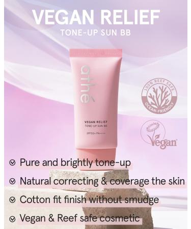 ATHE Vegan Relief Sun BB SPF50+ PA++++ - Korean Sunscreen Zinc Oxide Tone Up Cream for Skin Correction Long-Lasting Pore Coverage Reef-Safe 2.36oz - Buy Online on GoSupps.com