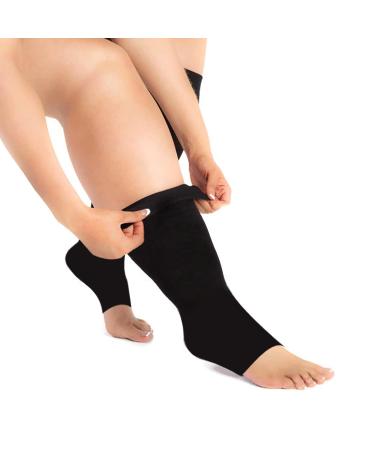 Zeta Plus Size Open Toe Leg Sleeve Support Socks - Wide Calf Compression, Cotton Rich Comfort, Graduated Compression - 3XL Black - Buy Online on GoSupps.com