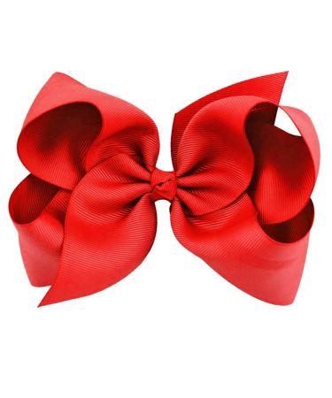 Red Grosgrain Bow Clip - Extra Large Bows with Alligator Clips by CoverYourHair