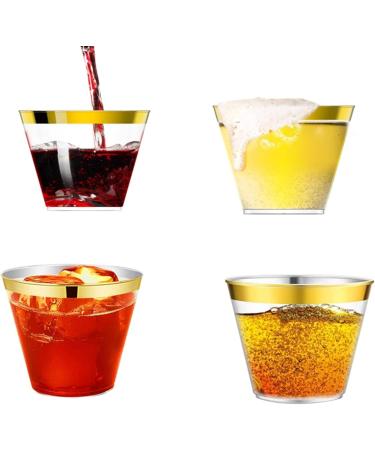 25 Pcs Gold Plastic Cups with Gold Rim URMAGIC 9Oz Disposable Party Cups Clear Disposable Tumblers Old Fashioned Tumblers Gold/Silver Rimmed Plastic Cups Wedding Cups Party Drinking Cup Beverage Cup - Buy Online on GoSupps.com