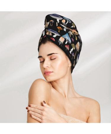 Ultra Soft Absorbent Mushroom & Autumn Leaves Microfiber Hair Towel Wrap | Quick Dry Coral Velvet for Women with Long Curly Thick Hair - Buy Online on GoSupps.com