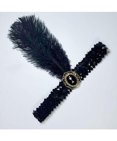 JUSTUSNX Gatsby Sequin Feather Crystal Headband 1920s Flapper Feather Headband Rhinestone Flapper Headpiece Party Supplies for Women and Girls - Buy Online on GoSupps.com