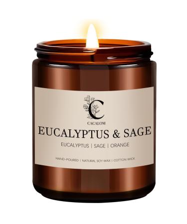 Eucalyptus & Sage Scented Candles Long Lasting Burn Candle for Home Scented Hand Poured Soy Wax Candles for Women and Men 7oz