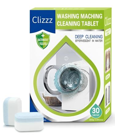 Washing Machine Cleaner Descaler 30 pack Deep Cleaning Tablets For HE Front Loader & Top Load Washer Septic Safe Eco-Friendly Deodorizer Clean Inside Drum And Laundry Tub Seal 12 Month Supply