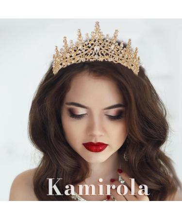 Kamirola Vintage Bridal Crown Princess Tiara Headband - Gold & White | Costume Party Accessories (TR19) - Buy Online on GoSupps.com