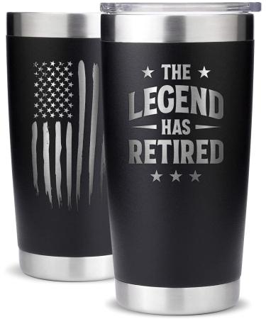 Retirement Gifts for Men Women 2023 - The Legend Has Retired - 20oz American Flag Tumbler - Funny Happy Retirement Gifts, Engraved Retired Gifts, Retirement Gag Gifts for Men, Him, Husband, Coworker