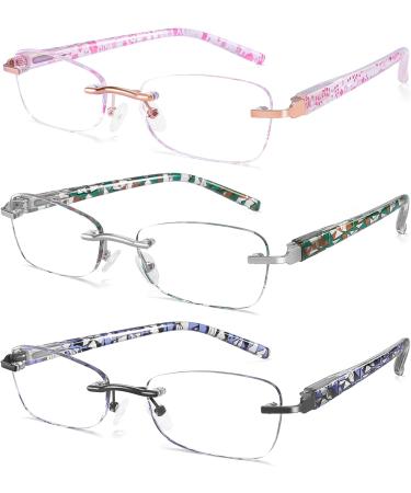 Stylish Rimless Reading Glasses for Women - Blue Light Blocking Eyeglasses with Spring Hinge - Artistic Mixcolour 1.0 - Buy Online on GoSupps.com