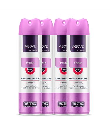 Above Spray Deodorant for Women (Fresh) -48 Hour Deodorants & Antiperspirants Dry Spray- NO White Marks,- Cruelty Free, NO Alcohol, Triclosan- 3.17 oz - Pack of 4 Fresh - 4 Units