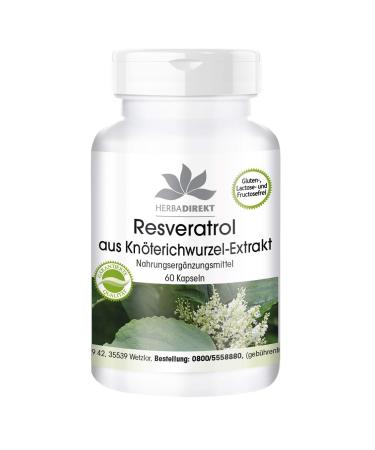 Resveratrol 500mg - High dosage - Knotweed extract - 60 capsules | HERBADIREKT by Warnke Vitalstoffe - German pharmacy quality