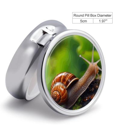 Wildlife Animal Snail Print Round Pill Box - 3 Compartment Decorative Portable Pill Organizer - Metal Pocket Medicine Storage - Buy Online on GoSupps.com