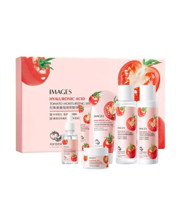 Tomato Hyaluronic Acid Essence Skin Care Set Facial Cleanser Moisturizing Face Serum Firm Skin Hydrating Toner Lotion Eye Cream Kit - Skincare Gifts for Women