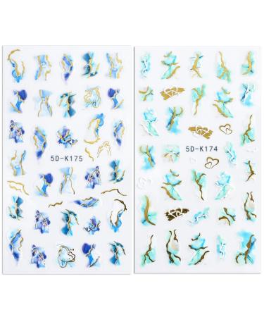 5D Marble Nail Art Stickers Decals - Blooming Smoke Design, Self-Adhesive Golden Wave Stripe Line - Nail DIY Decoration Supplies for Women - Buy Online on GoSupps.com