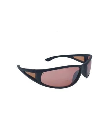 Bifocal Copper Driving Lens Blue Blocking Wrap Around Reading Sunglasses Sport Style Black 1.5 x