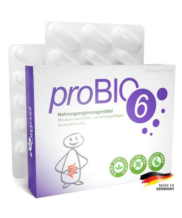 probio6 probiotics capsules high dose |From the pharmacy for the intestinal flora |Selected quality tribes |Without inulin |30 capsules intensive cure and monthly supply |Probiotic intestinal bacteria 30 capsules (1 Pack) - Buy Online on GoSupps.com