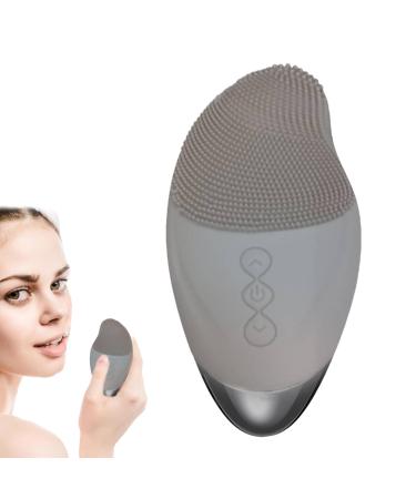 Face Brush Cleanser - Soft Silicone Face Cleansing Brush | Vibrating Waterproof Rechargeable Simple Skin Care Tools for Enhances Absorption of Facial Skin Care Products Gray (English)