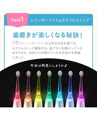 BabySmile Kids Sonic Electric Toothbrush - Ages 0-12 Made in Japan Rainbow LED Smart Timer 2 Ultra Soft Brush Heads (Blue New Version - Buy Online on GoSupps.com