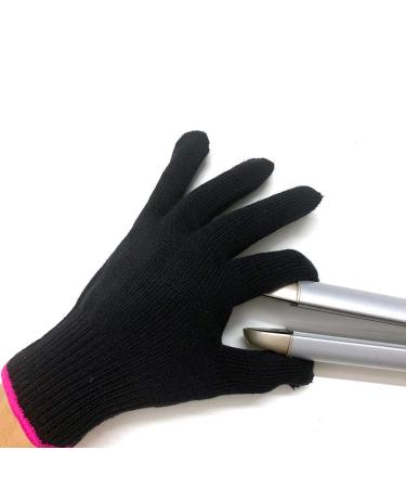 Professional Heat Resistant Glove for Hair Styling Heat Blocking for Curling Flat Iron and Curling Wand Suitable for Left and Right Hands 1 Piece Pink Edge