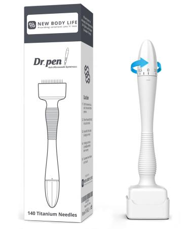 Dr.Pen Adjustable Microneedling Derma Stamp - Professional Microneedle Dermapen for Hair, Beard Growth - Amazing Skin Pen for Face - 140 Titanium Pins - Best Derma Roller Alternative