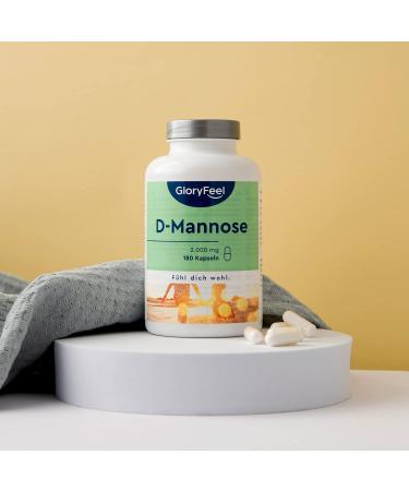 Gloryfeel D-Mannose 2000mg - Pure Vegan Supplement 180 Capsules - High Dose Lab Tested No Additives Made in Germany - Buy Online on GoSupps.com