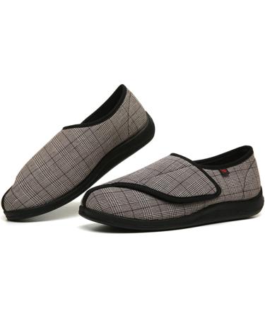 ZHENSI Men's Diabetic Shoes Wide Swollen Feet Slippers - Adjustable Non-Slip Soft Bottom - Brown (Size 10.5) - Buy Online on GoSupps.com