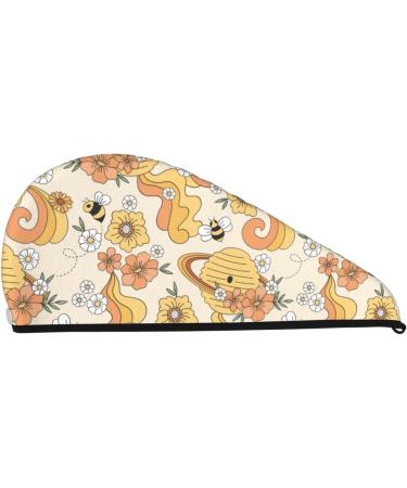 Groovy Floral Microfiber Hair Towel - Soft Super Absorbent Quick Dry Wrap for Long Curly & Thick Hair - Buy Online on GoSupps.com