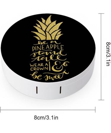 Be A Pineapple Gold Round Case For Contact Lens Kit Storage Box with Mirror Printed - Buy Online on GoSupps.com