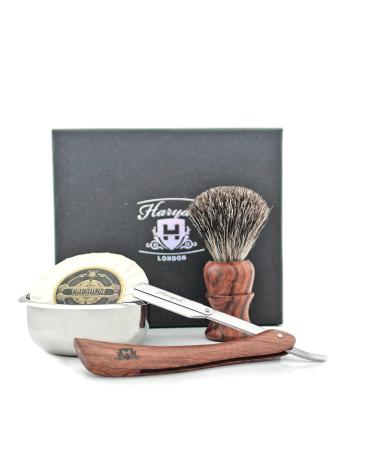 Shaving set for men roof hair shaving brush with wooden handle shaving soap for wet shaving & stainless steel razor shell for rich foam