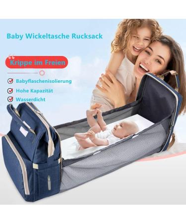Multifunctional Dark Blue Baby Wrap Backpack - Large Capacity Diaper Bag with Changing Pad & Water-Repellent Design for Parents - Buy Online on GoSupps.com