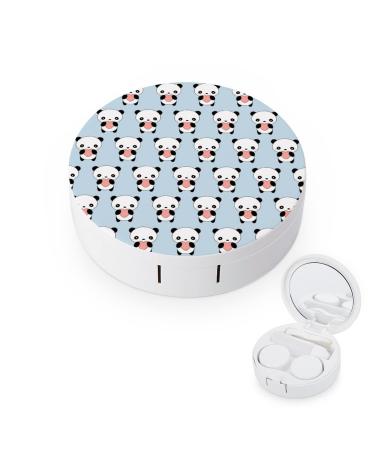 Cute Panda Heart Round Case For Contact Lens Kit Storage Box with Mirror Printed