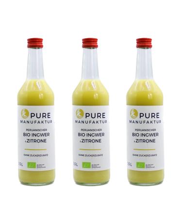 Pure Ginger-high-quality Peruvian organic-ginger with lemon without sugar and artificial additives 100% organic (DE- KO-005) 3x500ml organic ginger-mit lemon 500 ml (3 Pack)