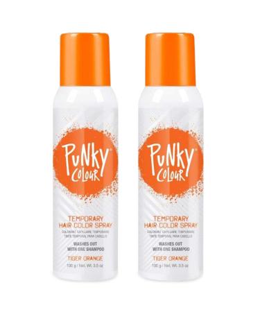 Punky Temporary Hair Color Spray Tiger Orange Non-Sticky Non-Damaging Hair Dye Instant Vivid Hair Color 3.5 oz 2-Pack 3.5 Ounce (Pack of 2) Tiger Orange