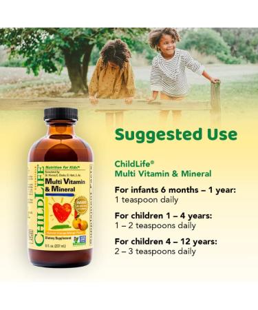 ChildLife Essentials Kids Liquid Multivitamin & Mineral Supplement - Natural Orange Mango Flavor - 8 Fl Oz Bottle - Gluten-Free & Non-GMO - 24 Servings - Buy Online on GoSupps.com