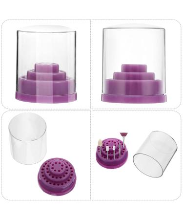 Lurrose Nail Drill Holder - 48 Holes Acrylic Organizer with Dust Proof Cover for Home & Salon Use - Purple Nail Tools Case - Buy Online on GoSupps.com