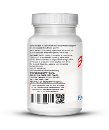 Beardilizer Facial Hair and Beard Growth Complex for Men - 90 Capsules | Powerful Nutrients Blend - Buy Online on GoSupps.com