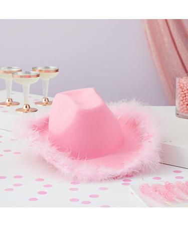 Juvolicious Pink Cowboy Hat for Men and Women with Feathers | Western Felt Cowgirl Hat for Halloween & Parties - Buy Online on GoSupps.com