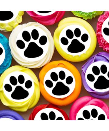 Black Paw Print 30 Cupcake Toppers Edible Wafer - cut out 4 cm diameter - Buy Online on GoSupps.com