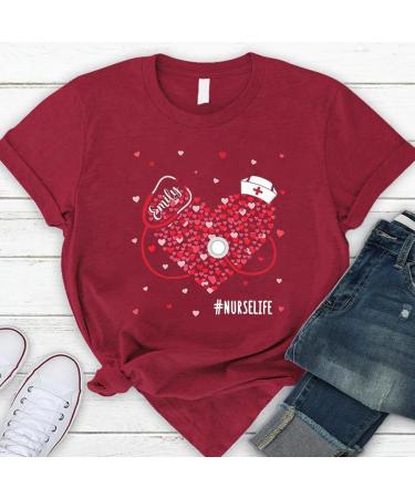 Personalized RN Graduation Shirt | Funny Nurse Gifts | Cute Heart Themed T-Shirt | Custom Name Medical Tee for Nurse's Day | Multi-Color Options - Buy Online on GoSupps.com