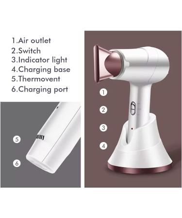 Cordless Hair Dryer Rechargeable Hair Dryer w/Hot & Cold Air & Built-in 5000mAh Battery Portable Travel Blow Dryer for Women Infants Kids Outdoor Camping Beaches White - Buy Online on GoSupps.com