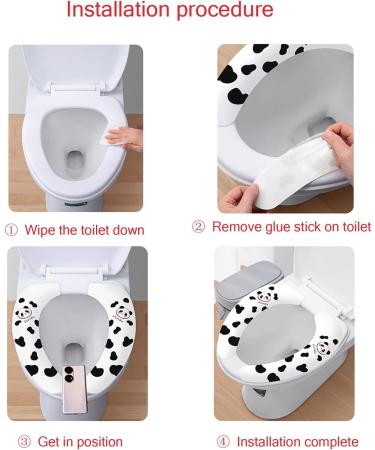 DOIITIEN 4pcs Panda Toilet Seat Cushion Bathroom Warmer Toilet Seat Cover Pads Washable and Reusable Cushion for Fall Winter Bathroom Toilet Christmas Party Gifts White Yellow Pink Blue - Buy Online on GoSupps.com