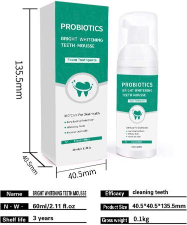 Teeth Whitening Toothpaste Foam 60ml | Bright White Teeth & Stain Removal - Color Correction for Coffee & Smoking - Buy Online on GoSupps.com